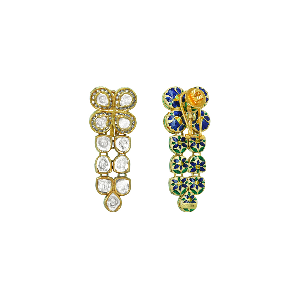 Floral Polki Earrings with Cascading Rose-Cut Diamonds
